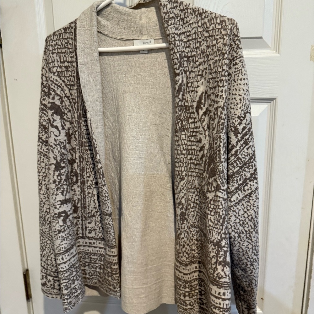 J. Jill Cream and Brown Cardigan Sweater